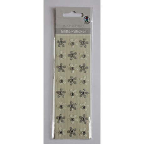 Sticker Schmuckstein-Sticker "Blüten silber 24 Stück 